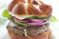 Juicy Herb & Cheese Stuffed Burgers with Zesty Honey Mustard