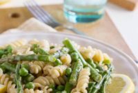 Bright Lemon Cream Pasta with Asparagus and Peas