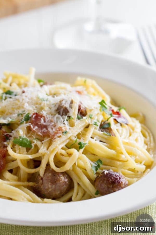 Savory Sausage Carbonara 1 featured 204