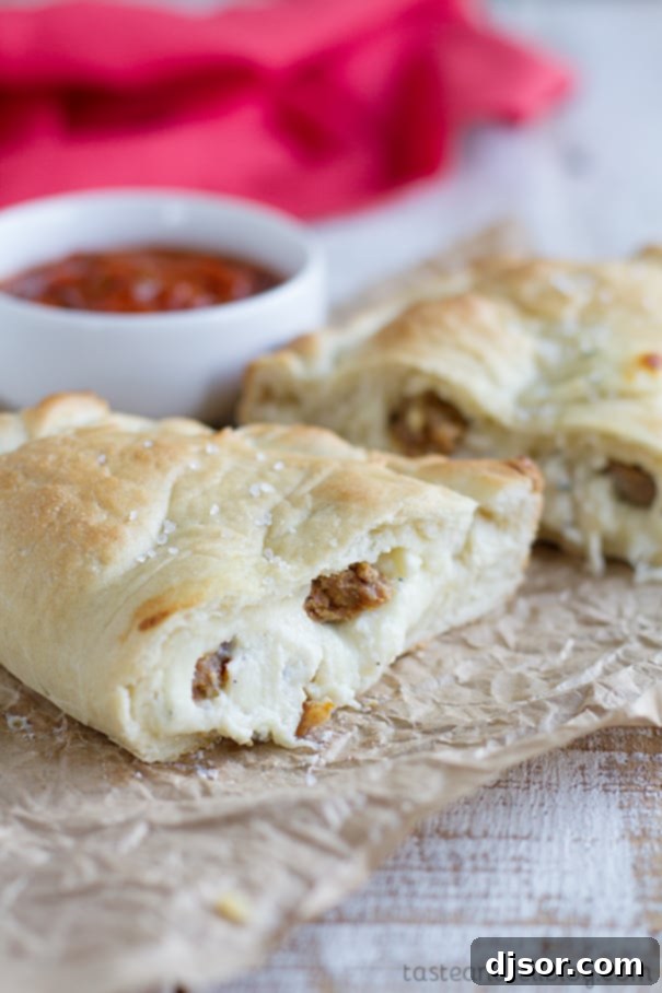 Savory Sausage and Creamy Ricotta Calzones 1 featured 222