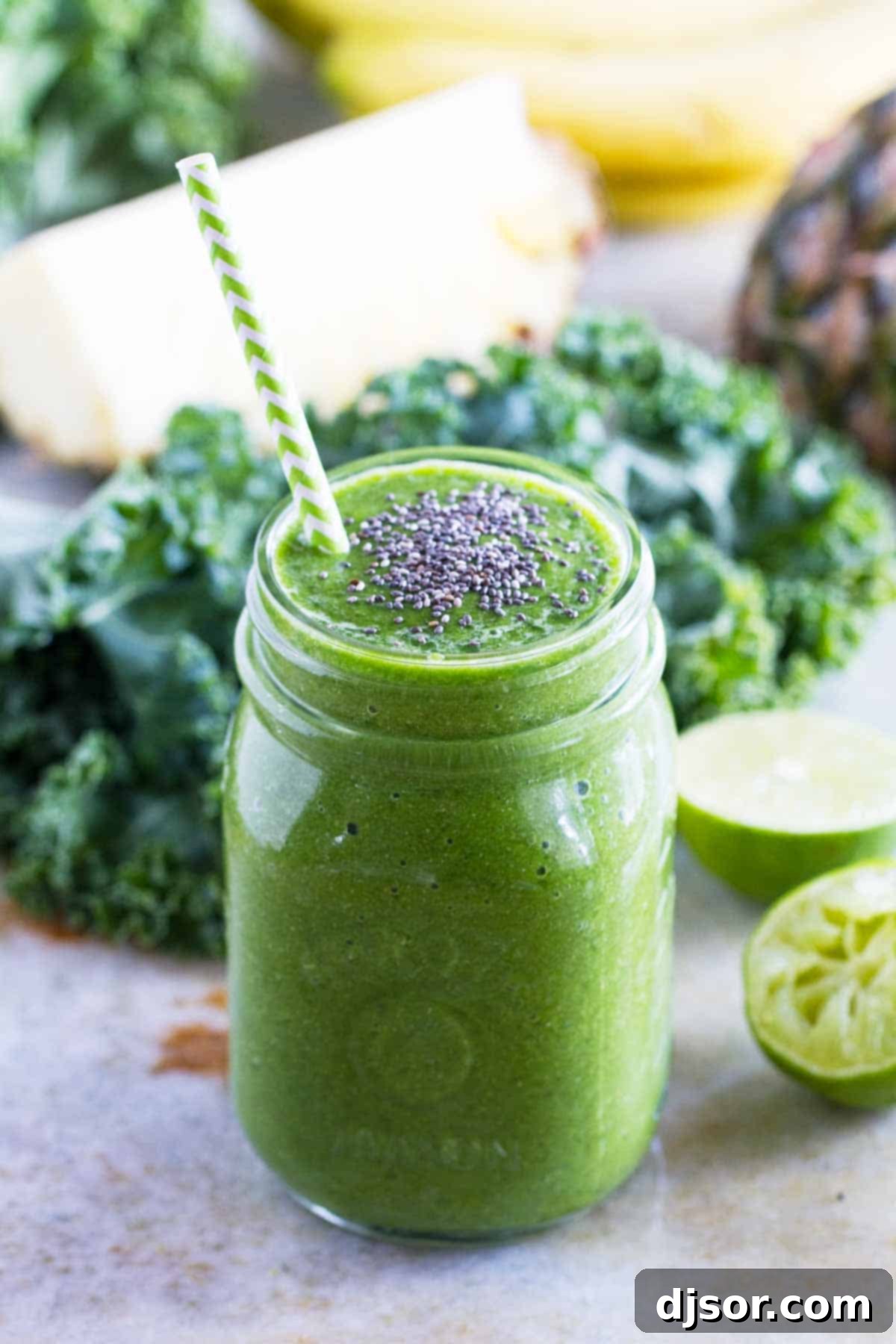 Kale Pineapple Banana Smoothie 1 featured 23434