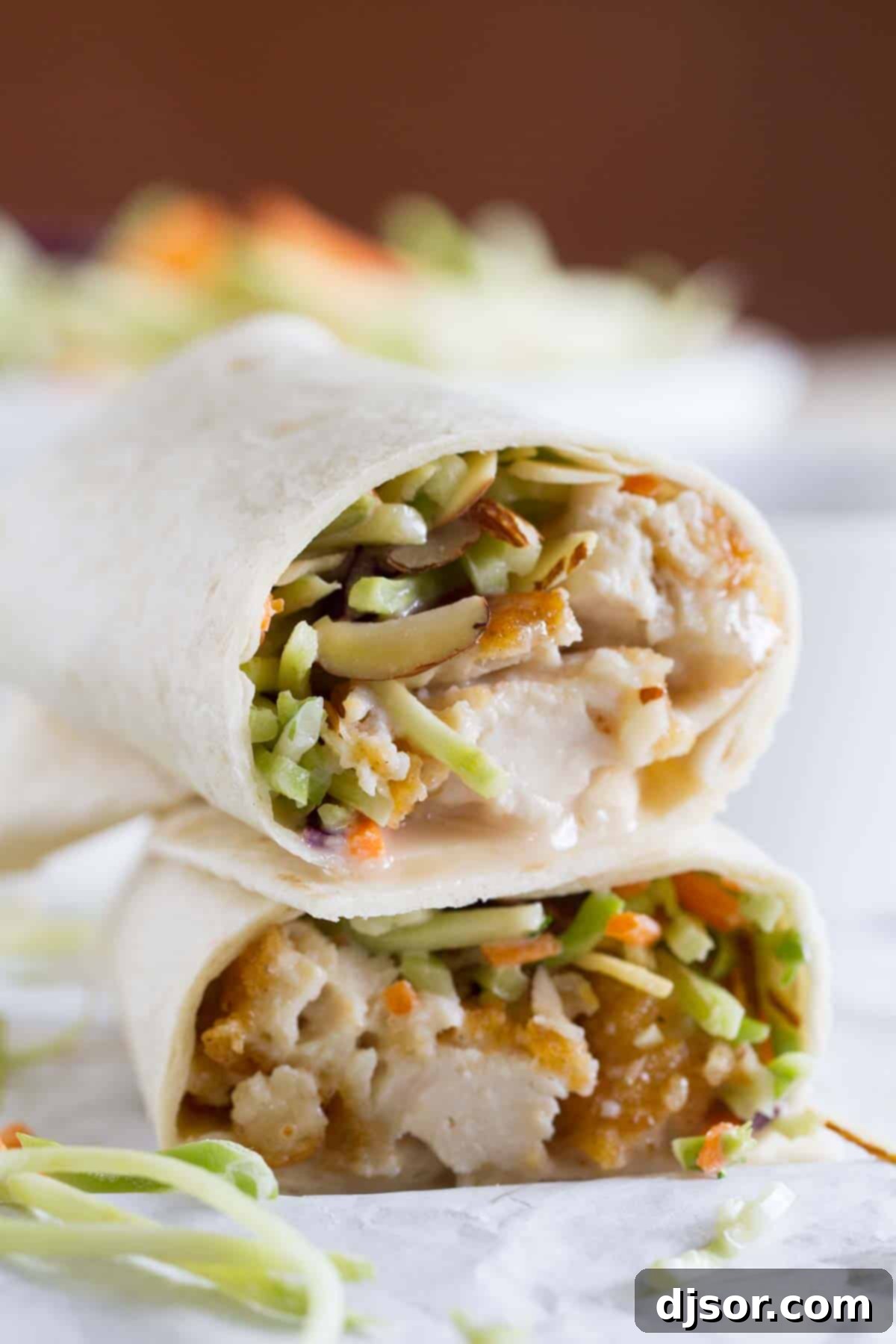 Sticky Honey Sesame Chicken Wraps 1 featured 25732