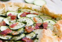 Golden Zucchini Tart with Creamy Ricotta and Bacon