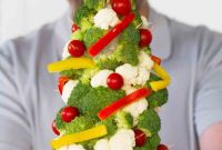 Festive Veggie Trees with Savory Bacon Chive Ranch Dip