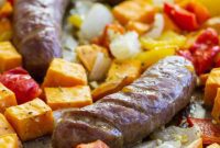 One Pan Sausage, Peppers, and Sweet Potato Bake