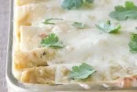 Creamy Green Chile Chicken Enchiladas with Black Beans and Zucchini