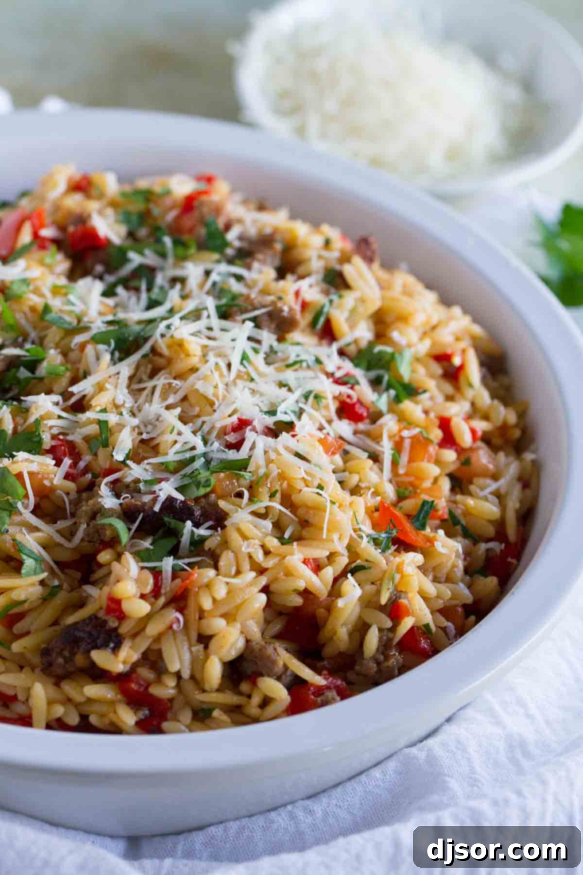 Savory Italian Sausage and Pepper Orzo 1 featured 400