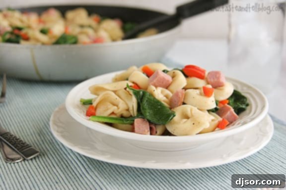 Nutty Brown Butter Tortellini with Ham and Spinach 1 featured 4244
