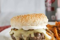 Signature Worcestershire Burgers with Gouda, Mushrooms, and Creamy Ranch