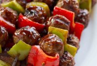 Tangy Glazed Meatball Skewers