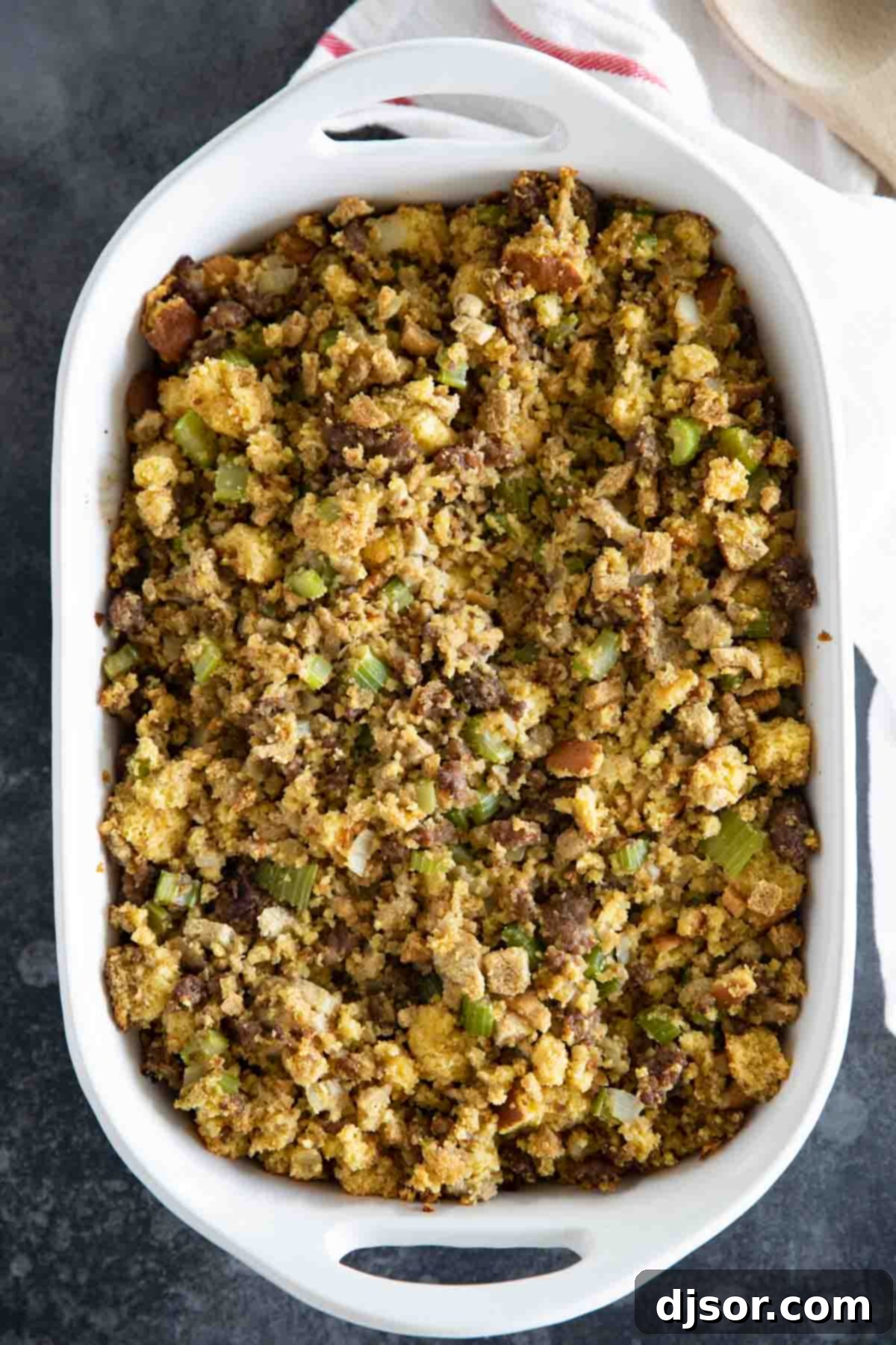 Savory Sausage Cornbread Dressing 1 featured 62243