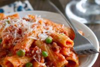 Sausage and Pea Rigatoni with Creamy Tomato Sauce