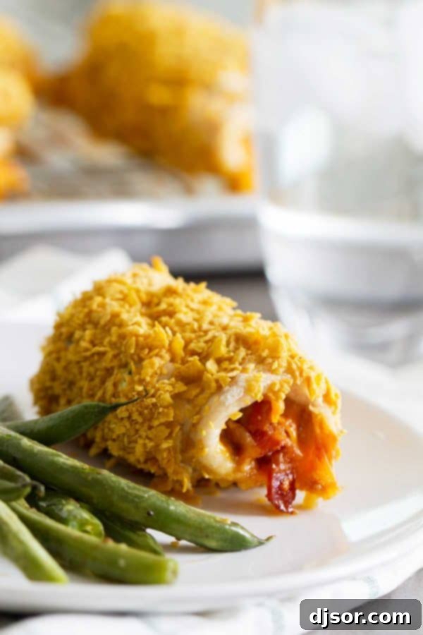 Cheddar and Bacon Stuffed Chicken on a plate