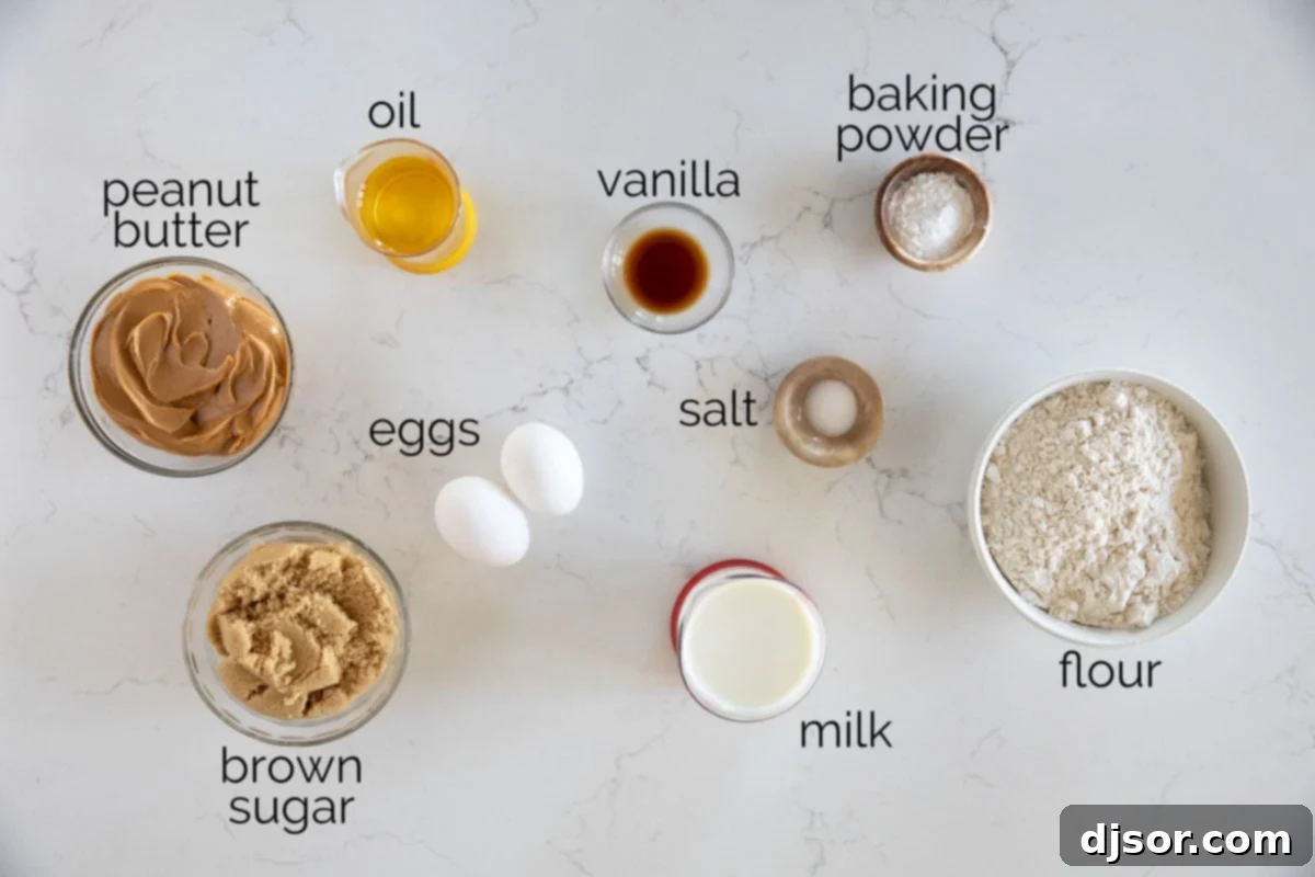 Irresistible Peanut Butter Muffins 3 Ingredients needed to make Peanut Butter Muffins.