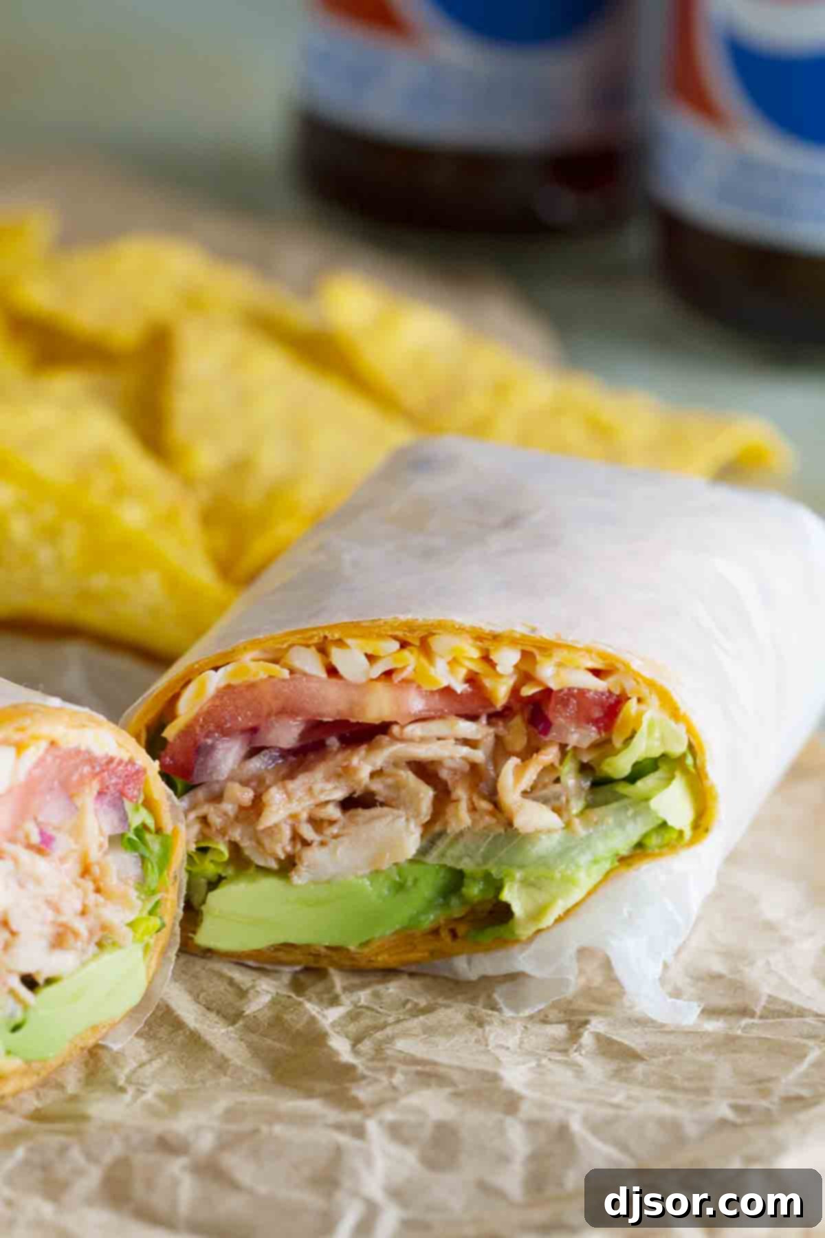 inside filling of bbq chicken wrap