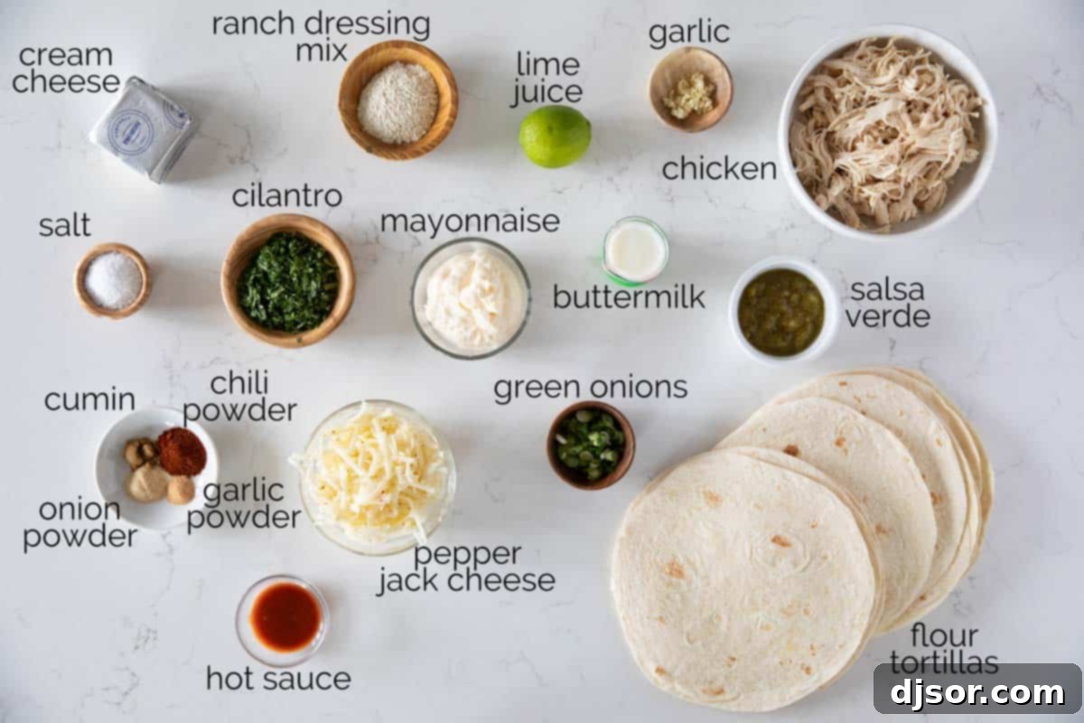 Crispy Chicken Flautas 3 Ingredients needed to make Chicken Flautas.