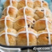 Spiced Easter Buns 2 Pan of Hot Cross Buns with icing