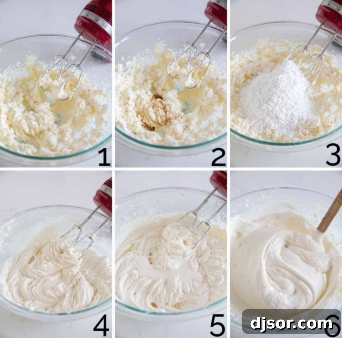 Step-by-step guide to preparing the luscious cream cheese frosting. photos showing steps to make cream cheese frosting for cake