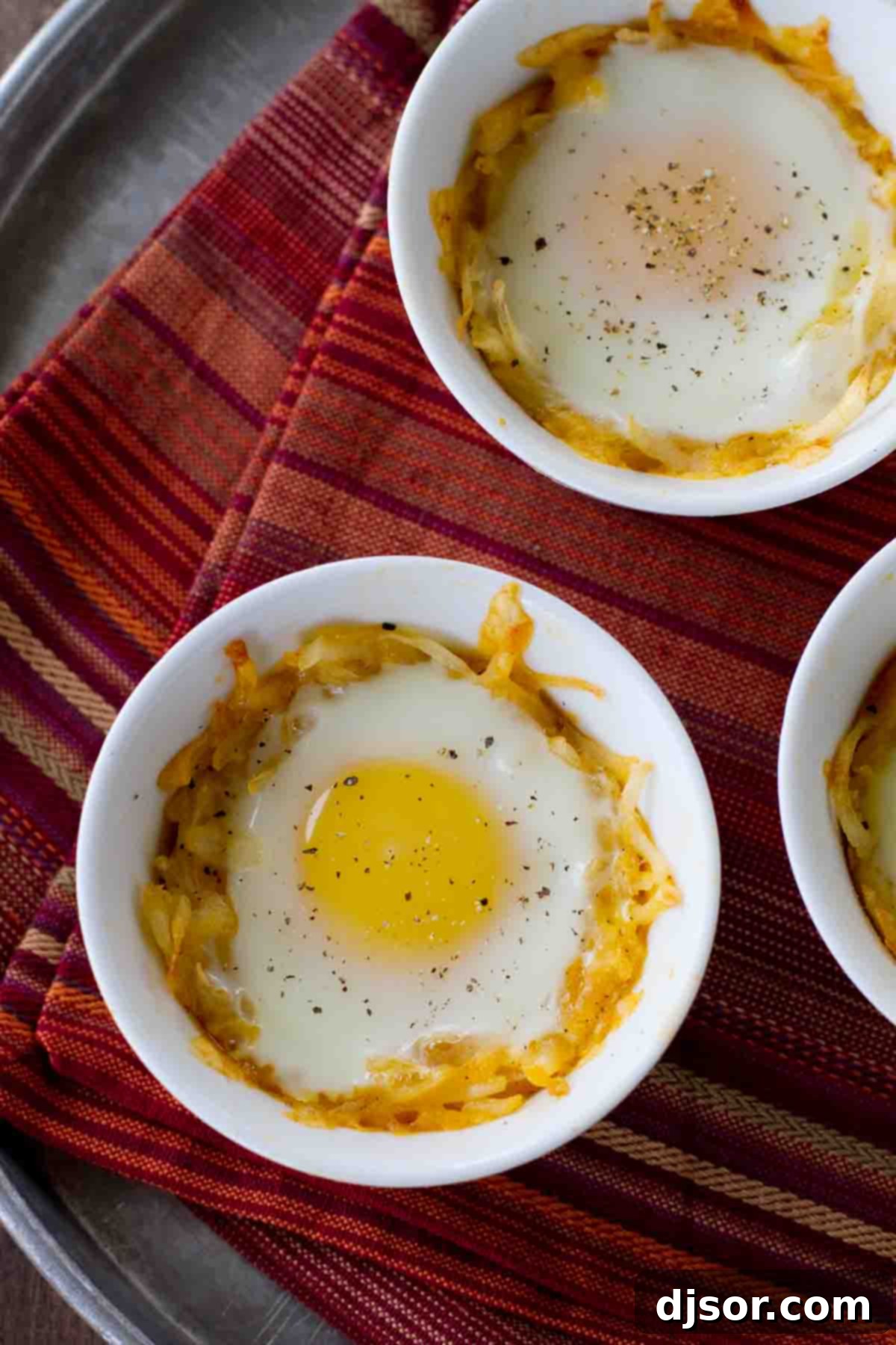 Mexican Style Eggs in a Nest overhead view with colorful ingredients overhead view of Mexican Style Eggs in a Nest