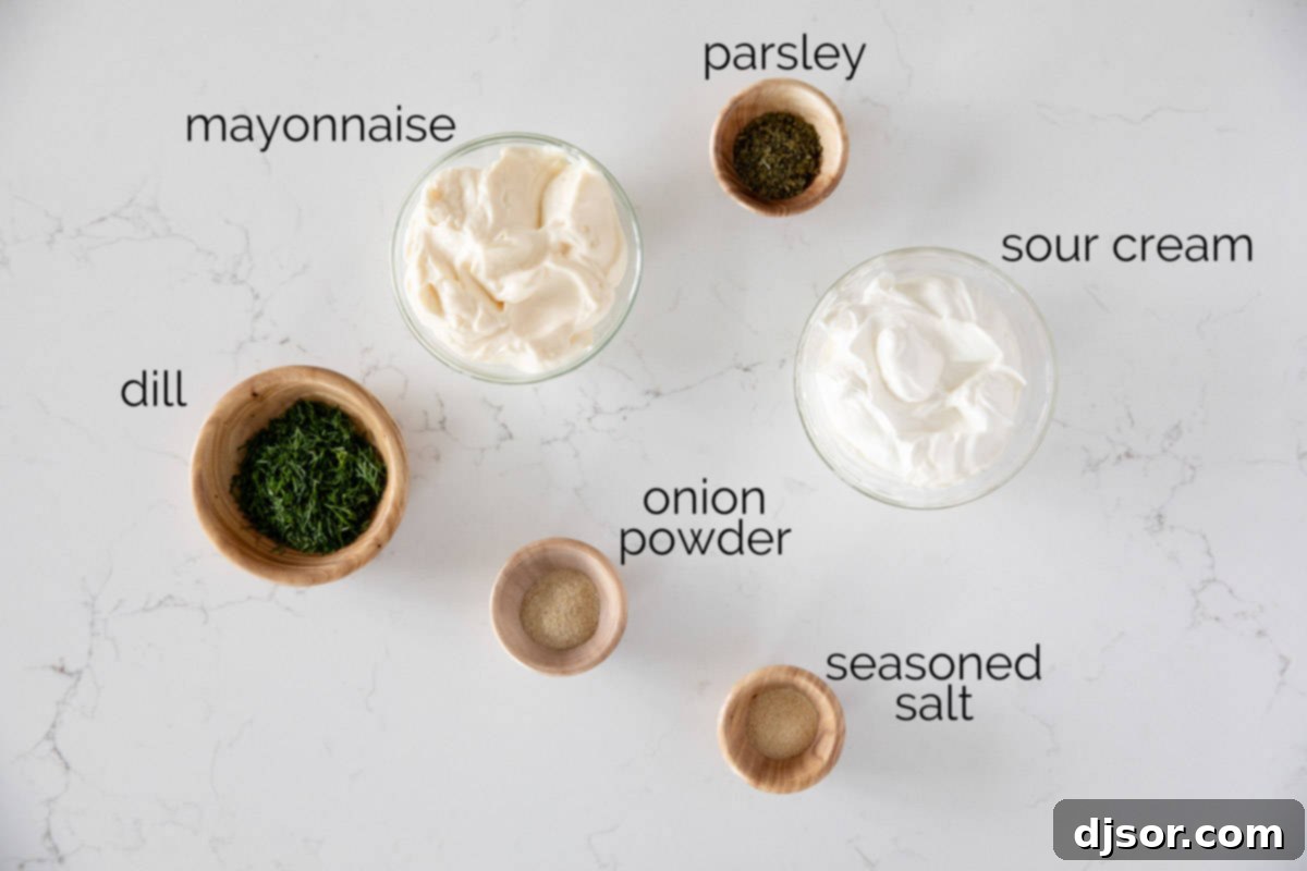 Creamy Dill Delight 3 Ingredients needed to make Dill Dip.