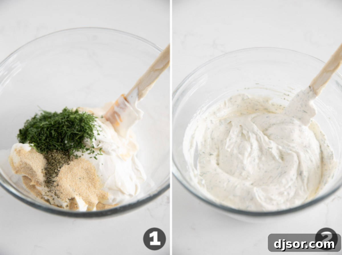 Creamy Dill Delight 4 Steps to make Dill Dip.