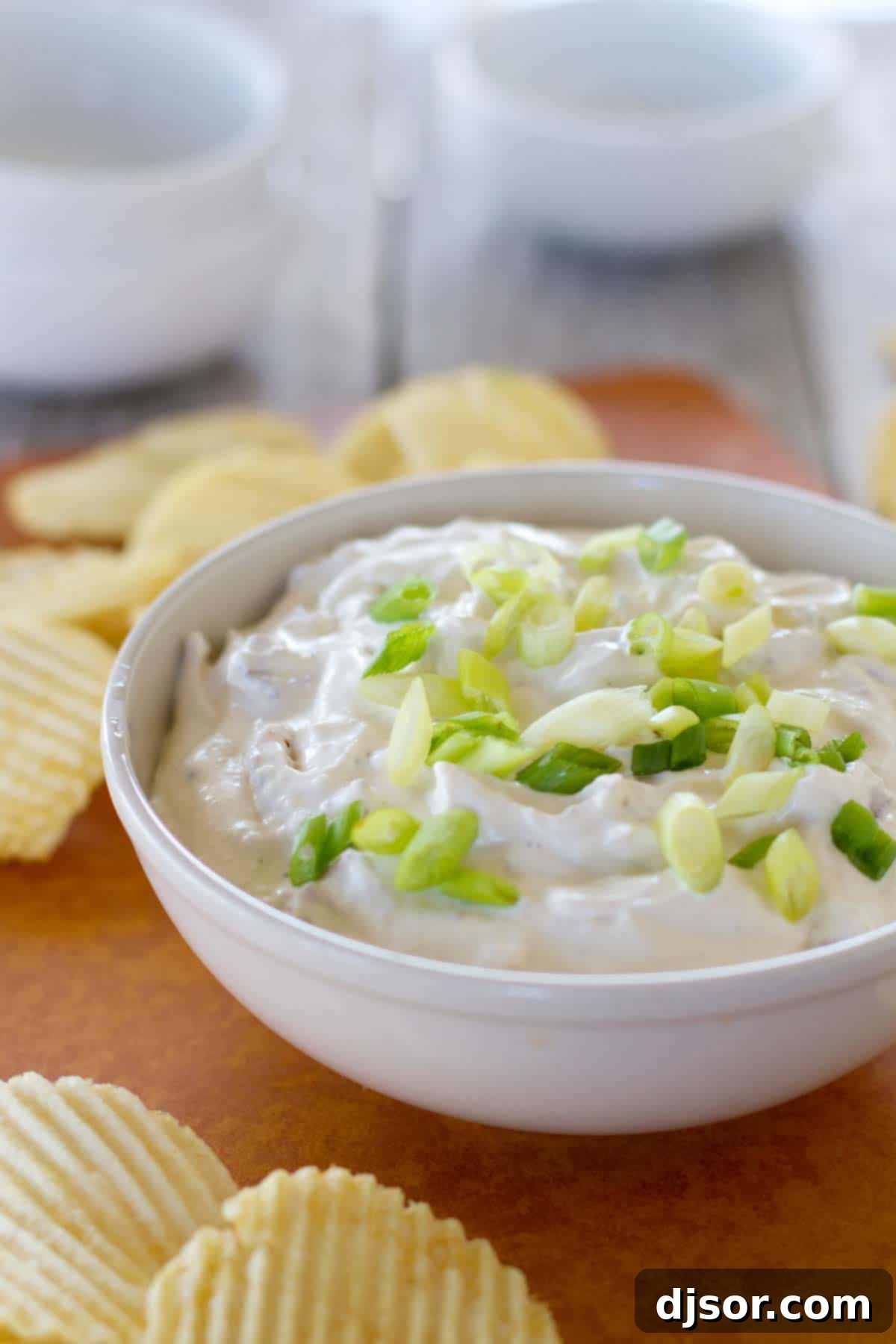Bacon Horseradish Dip - Rich and creamy, this dip is so much better than the store bought dip! Delicious homemade Bacon Horseradish Dip, rich and creamy, garnished with fresh green onions and ready to serve.