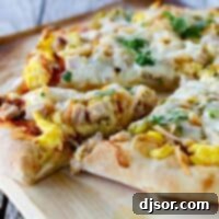 Mexican Turkey Breakfast Pizza Fiesta 2 Pizza topped with turkey, eggs and Mexican flavors
