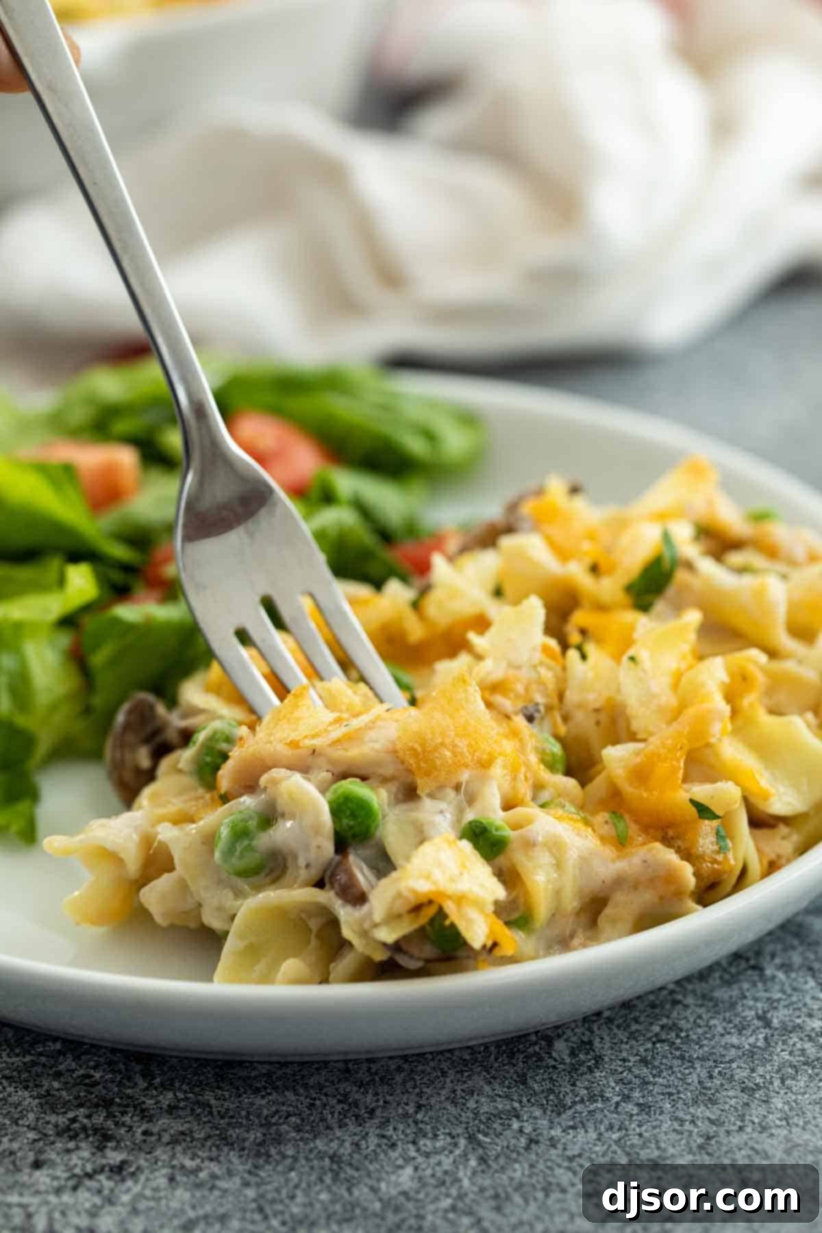 Serving of Tuna Noodle Casserole