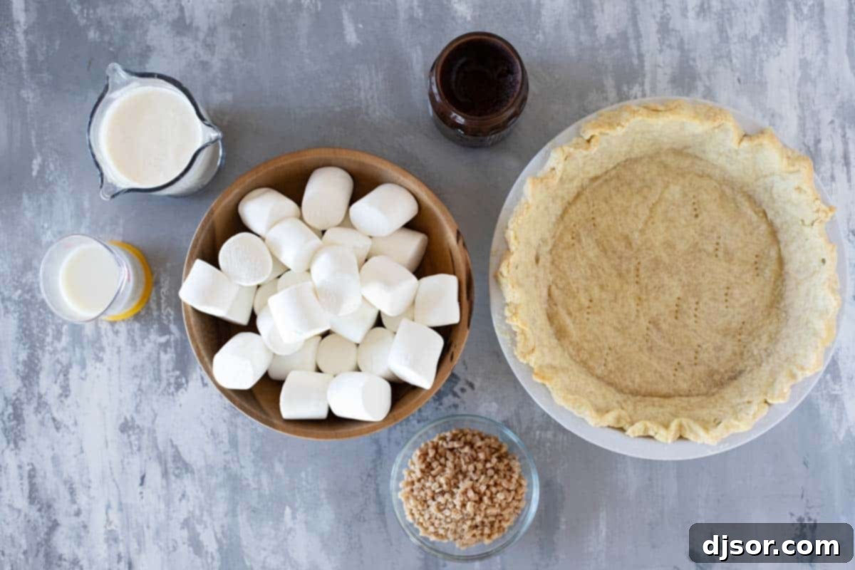 Ingredients for Toffee Marshmallow Pie.