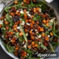 Autumn Harvest Medley 9 Fall Harvest Salad with roasted butternut squash and apple cider vinegar vinaigrette.