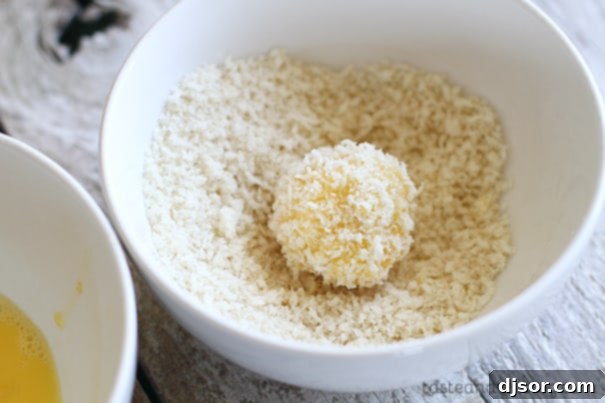 Ultimate Loaded Potato Poppers 8 Final coat in panko breadcrumbs