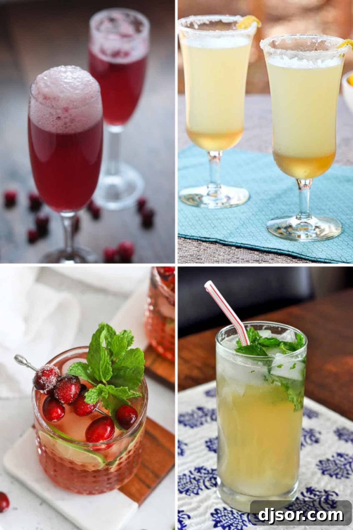 50 Refreshing Mocktail Creations 12 A vibrant collage showcasing a variety of refreshing virgin beverages, perfect for any occasion.