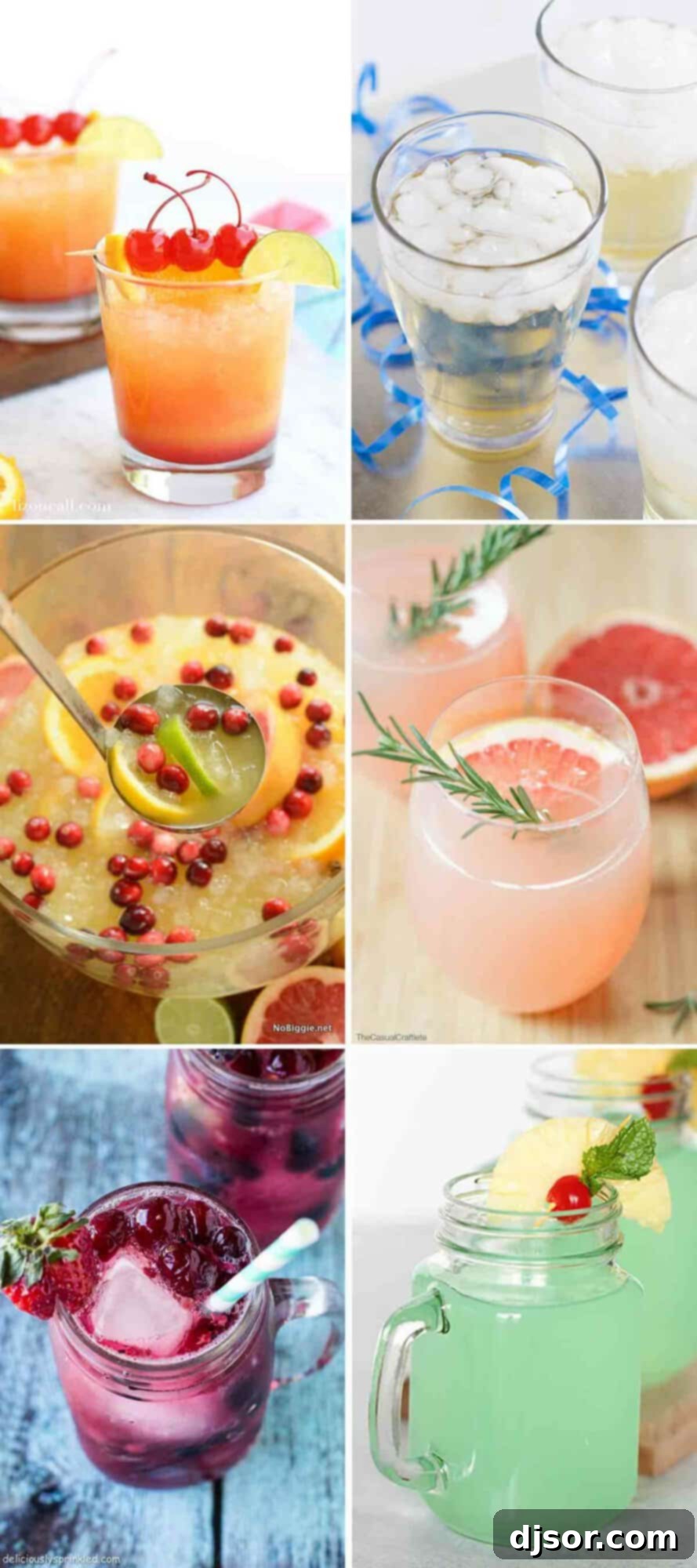 50 Refreshing Mocktail Creations 14 A dynamic collage showcasing a variety of different mocktails, highlighting their appeal.