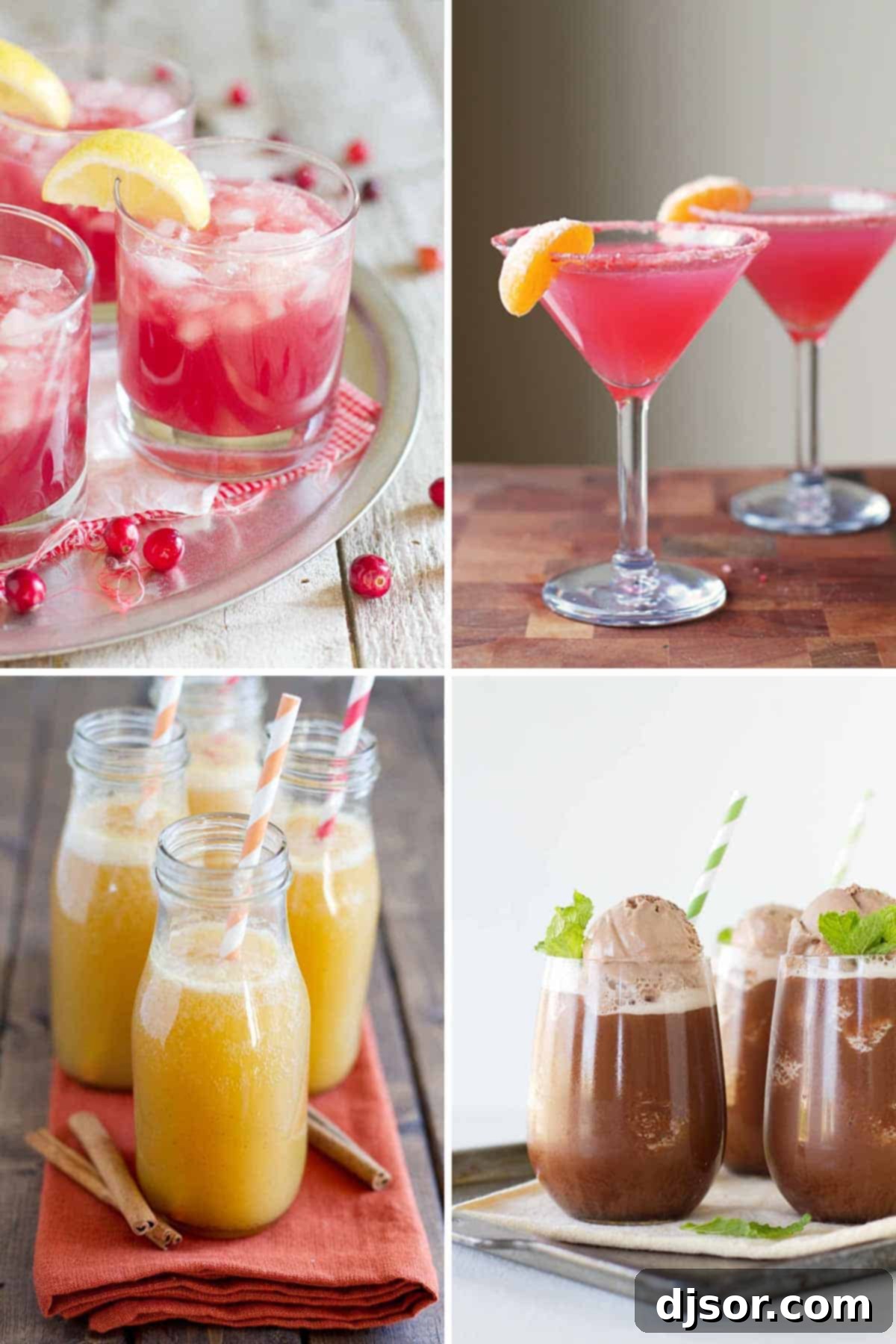 50 Refreshing Mocktail Creations 3 A vibrant collage featuring four delightful virgin cocktails, perfect for any family celebration.