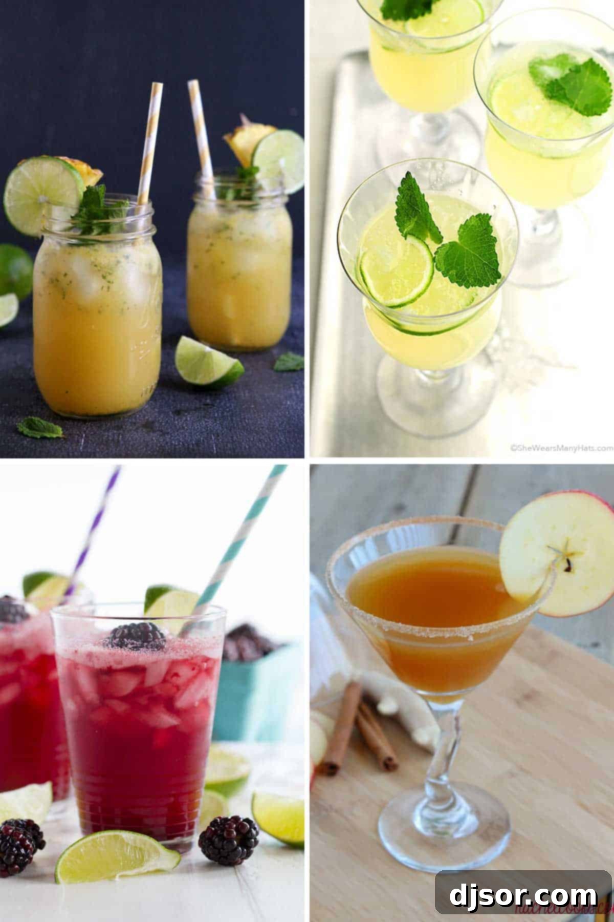 50 Refreshing Mocktail Creations 8 A collage featuring four distinct mocktail recipes, perfect for inspiring your next drink choice.