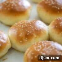 Fluffy Burger Buns 2 homemade hamburger buns topped with sesame seeds