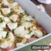 Gnocchi topped with ricotta and baked in a baking dish
