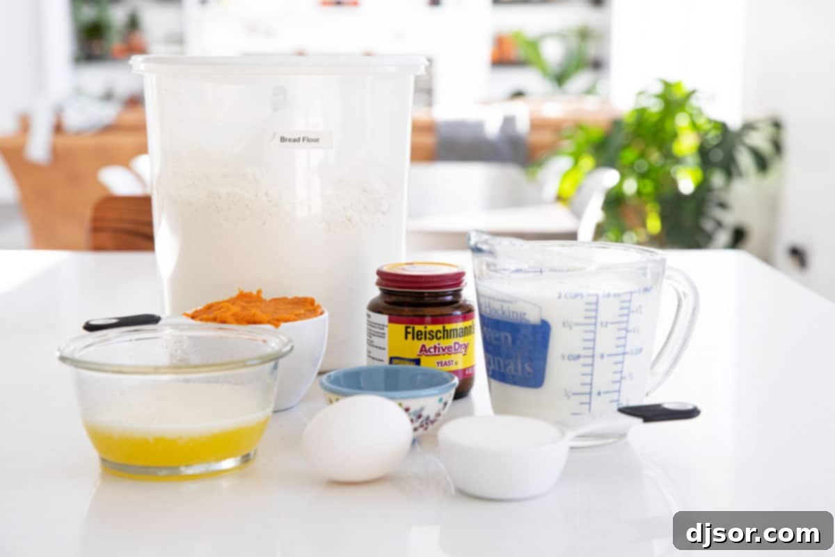 Soft and fluffy and slightly sweet, these Sweet Potato Buttermilk Crescent Rolls are perfect for a holiday. These homemade crescent rolls are so much better than store bought! ingredients for sweet potato buttermilk crescent roll recipe