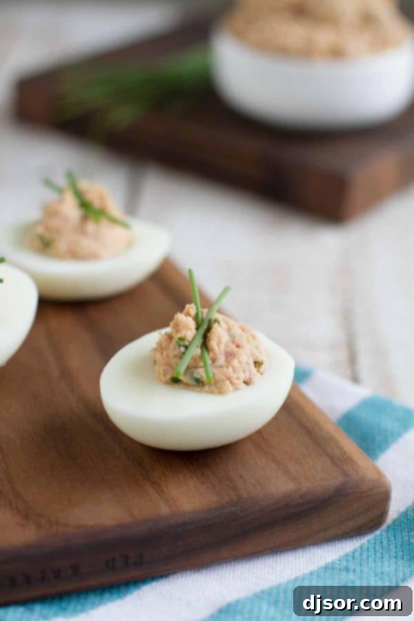 Zesty Ham and Egg Medley 3 Deviled Eggs filled with savory Deviled Ham mixture for a unique appetizer