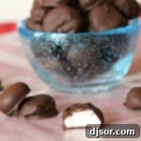 Make Your Own Junior Mints 3 Bowl of homemade junior mints, with one mint on the side with a bite taken from it.