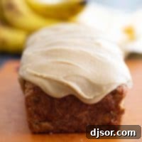 banana bread topped with caramel icing