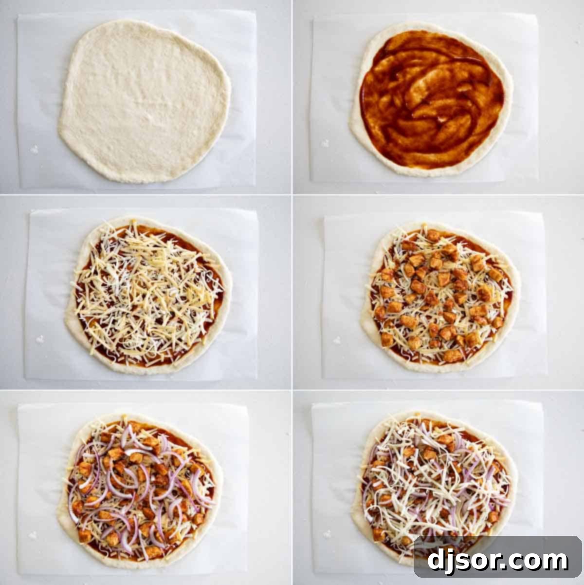 Step-by-step process for making delicious BBQ Chicken Pizza at home