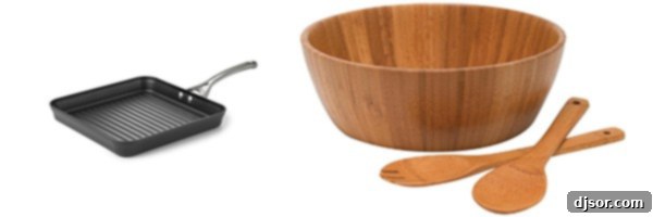 Recommended kitchen products: Grill Pan for cooking chicken and sharp Knife Set for chopping ingredients.