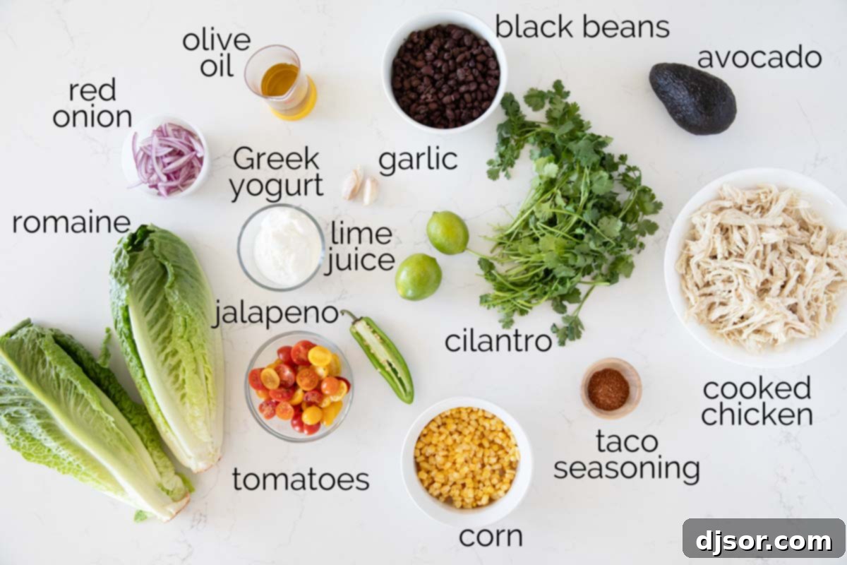 Ingredients to make Southwest Chicken Salad.