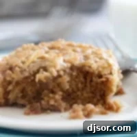 Spiced Oatmeal Delight 10 Oatmeal Cake with a forkful taken from it.