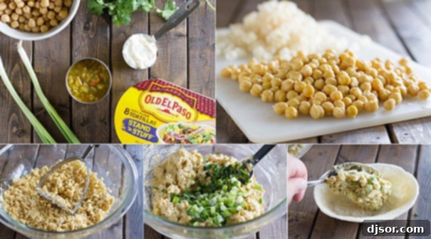 Hearty Green Chile Chickpea Bowls 3 Easy lunch idea - Mashed Chickpea and Green Chile Bowls