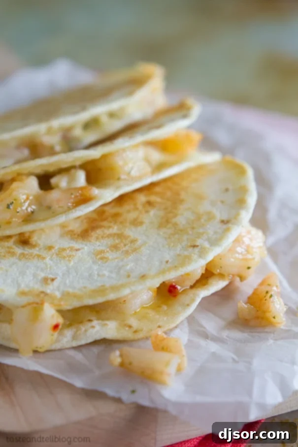 Cheesy Garlic Shrimp Quesadilla 2 Shrimp Scampi Quesadilla Recipe