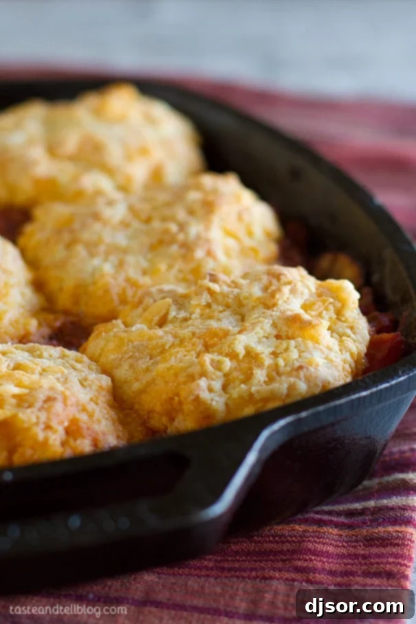 Skillet Turkey Pot Pie Recipe - Cheesy Biscuits and Flavorful Chili