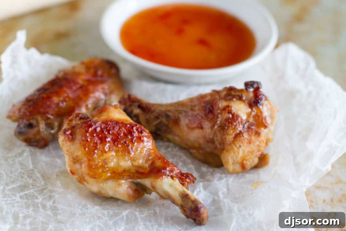 Sweet Thai Chicken Wings baked chicken wings with dipping sauce