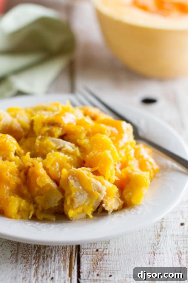 Butternut Squash and Turkey Casserole - a comforting and hearty meal for using up turkey leftovers.